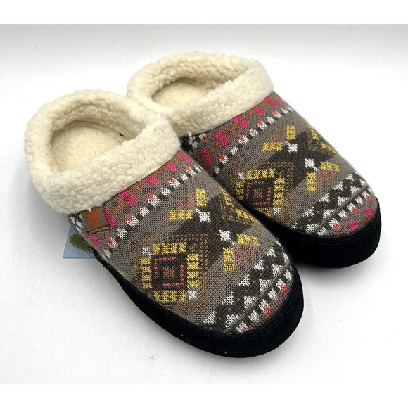 NEW Acorn FAIRISLE HOODBACK Women's Slipper Black Multi US Size 5-6 No Box - Picture 1 of 10